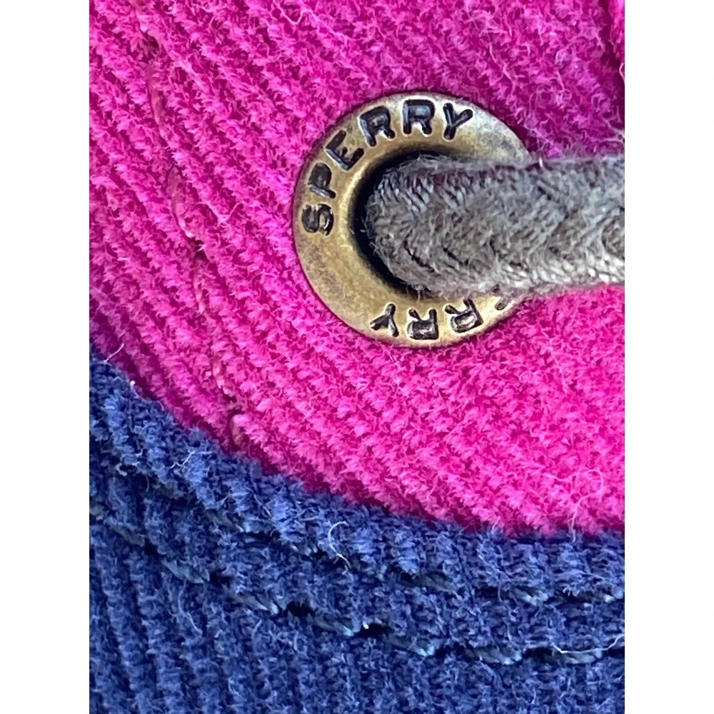 Sperry Top-Sider Crest Vibe Corduroy Sneakers Magenta Navy Blue Women Casual 7.5